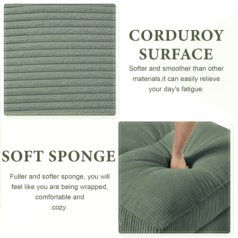 Anmytek 6-Seat Modular Corduroy Sectional Sofa Convertible U/L-Shaped with Pillow & Footstool