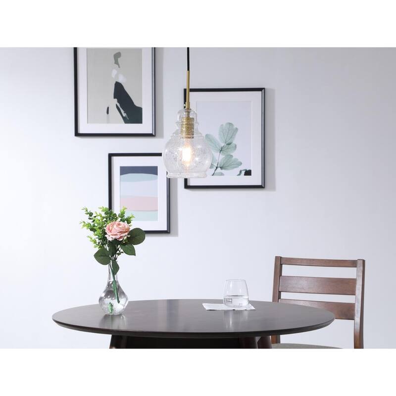 Adelee 6.25-Inch 1-Light Clear Seeded Glass Pendant