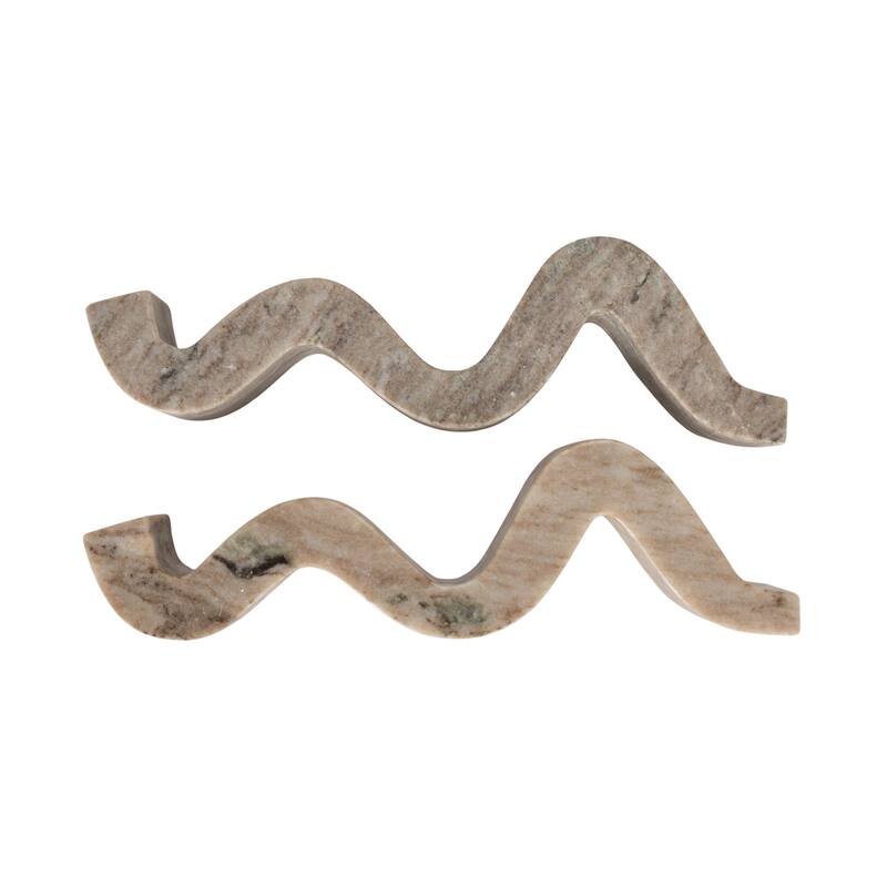 Marble Wave Double Taper Candle Holder - 14.5"L x 4.0"W x 2.0"H