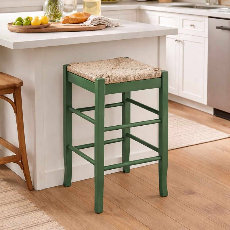 SQ Rush Backless Wood 24-inch Counter Stool - Equestrian Green
