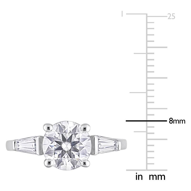 Miadora 2 1/10ct DEW Taper Created Moissanite Three Stone Ring in Sterling Silver
