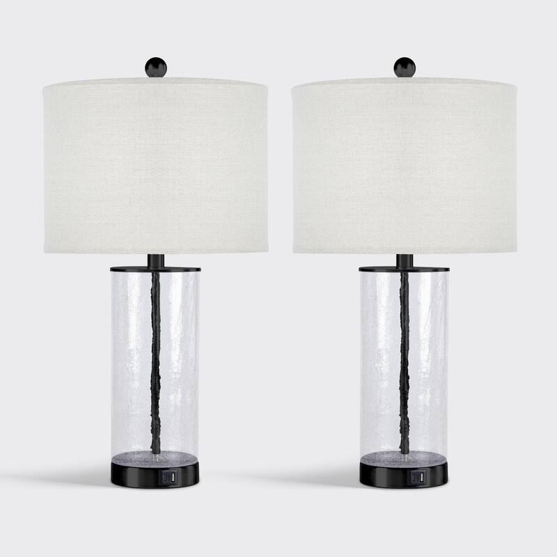 Maxax 26" Modern Blasted Glass Table Lamps Set