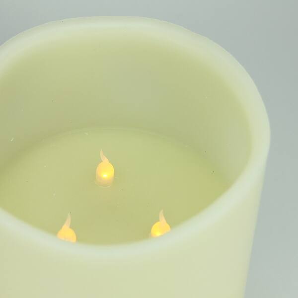 Shop Black Friday Deals On 10 Ivory Battery Operated Led Lighted 3 Wick Flickering Christmas Pillar Candle Overstock 16561848
