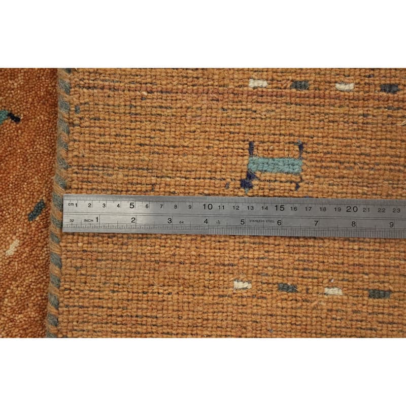 Hand Knotted Oriental 100% Wool Carpet Tribal Animal Pictorial Oranges & Rust Gabbeh Area Rug - 7' 11'' X 4' 11''