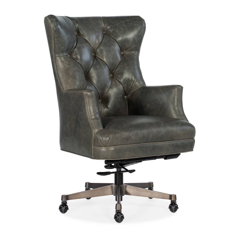 Hooker Furniture EC466 Brinley 27" Wide Leather Executive Swivel - Bellaire Graige / Metal