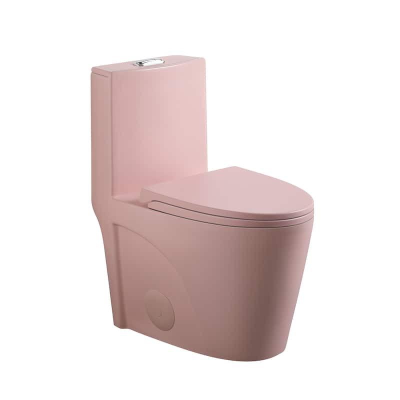 1.1/1.6 GPF Tornado Flush One-Piece Toilet,Siphonic S-trap 12",Elongated Bowl with Soft Close Seat,Chair Seat ADA Height 17"