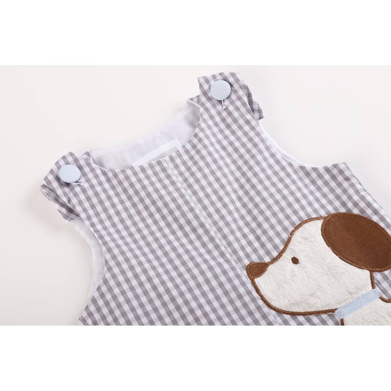 Gray Gingham Puppy Shortalls