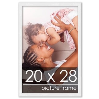 20x28 Contemporary White Wood Picture Frame - UV Acrylic, Foam