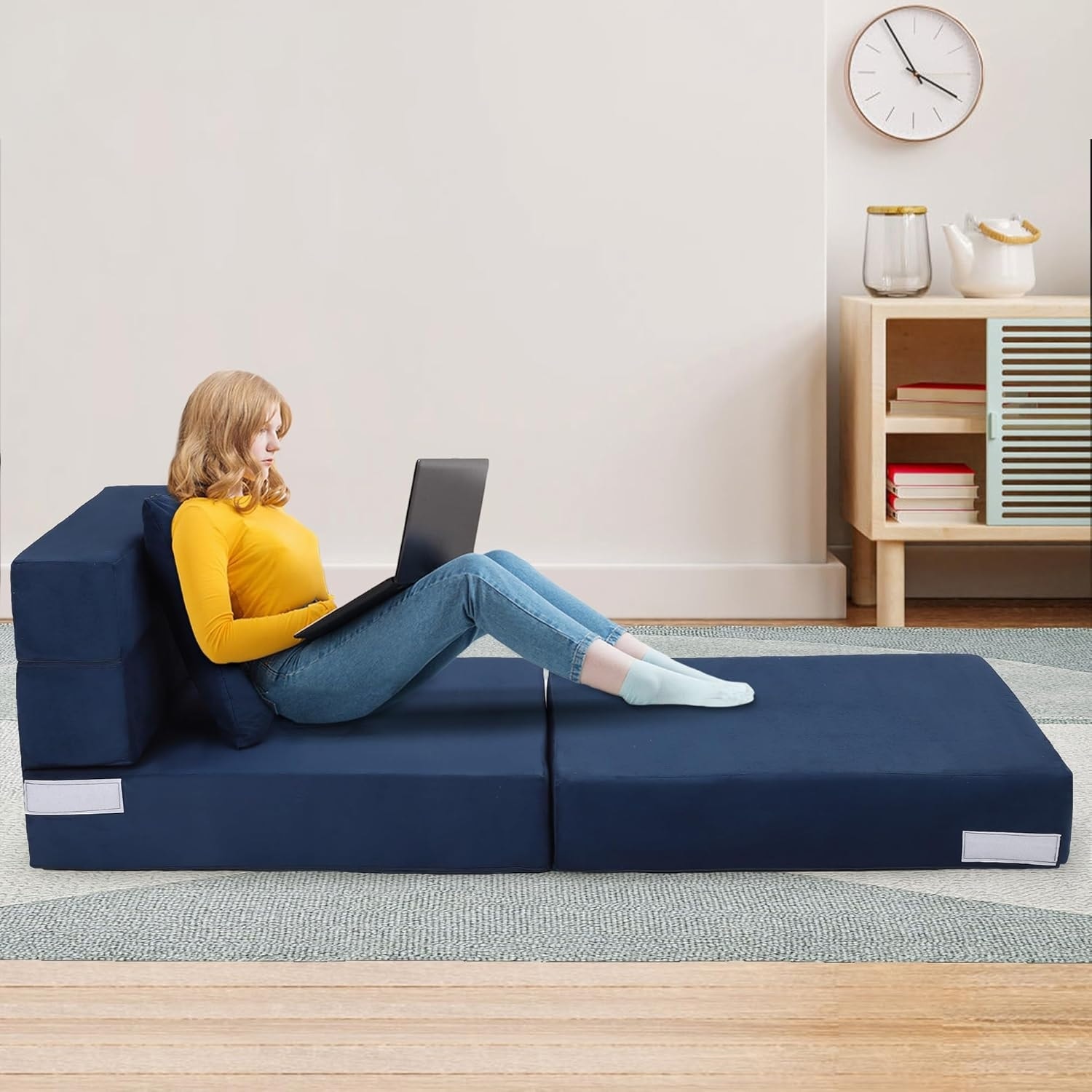 Folding Sofa Bed with Pillow, Convertible Sleeper Chair, Modern