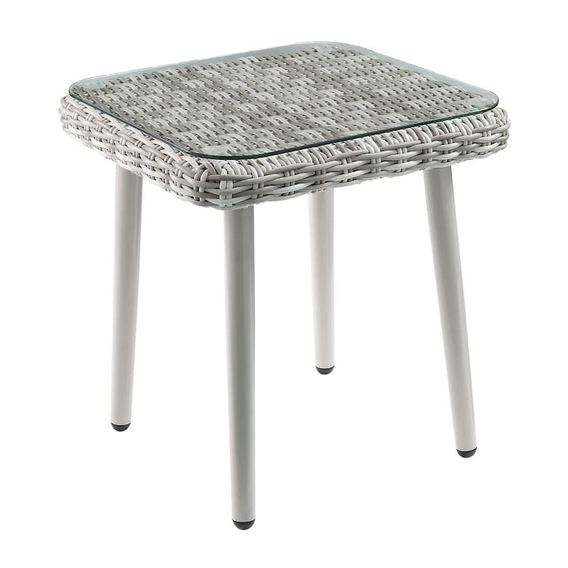Beige Wicker Patio Bistro Set with Green Cushions