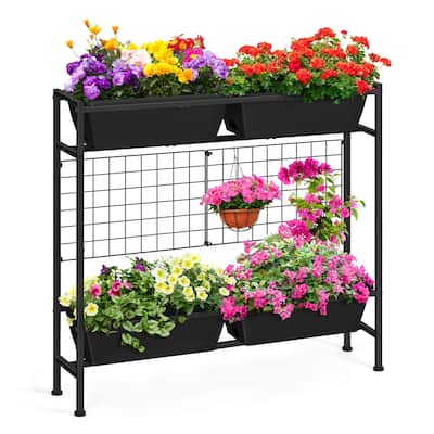 Raised Garden Beds Outdoor Elevated Garden Planter Boxes with Trellis and Legs