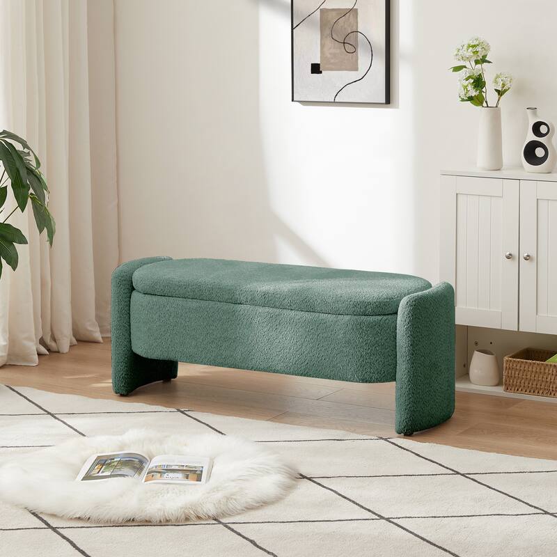 Modern Oval Storage Bench with Large Storage Space