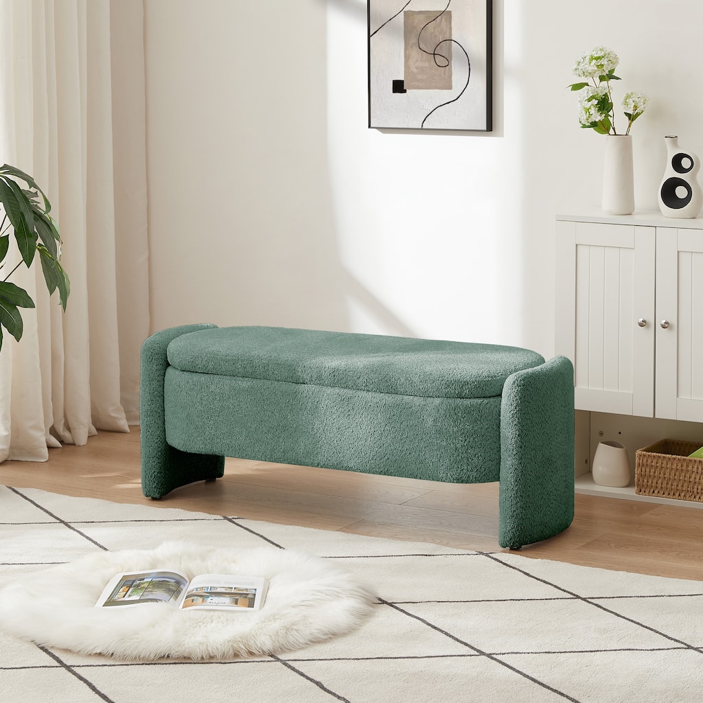 Modern Oval Storage Bench with Large Storage Space