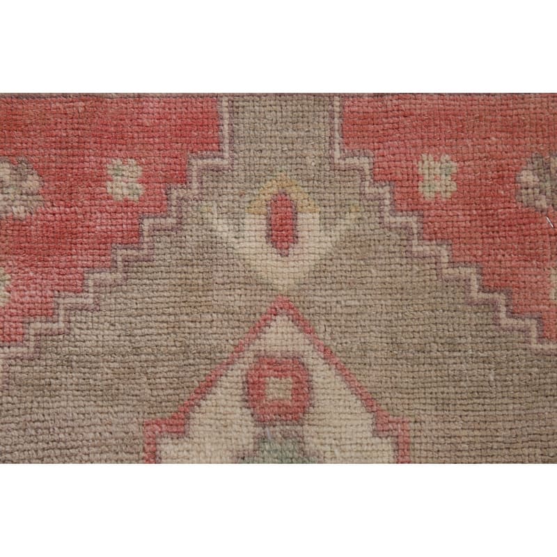Vegetable Dye Oushak Turkish Oriental Wool Rug Handmade Foyer Carpet - 1'8" x 2'10"