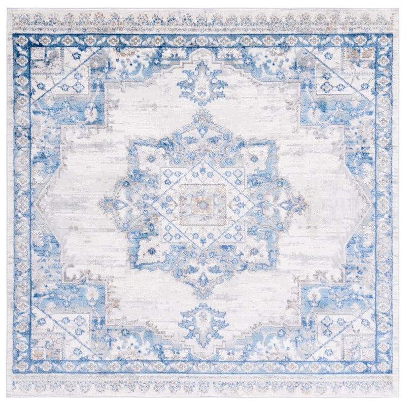 SAFAVIEH Shivan Minah Oriental Medallion Rug - 6'7" Square - Ivory/Blue