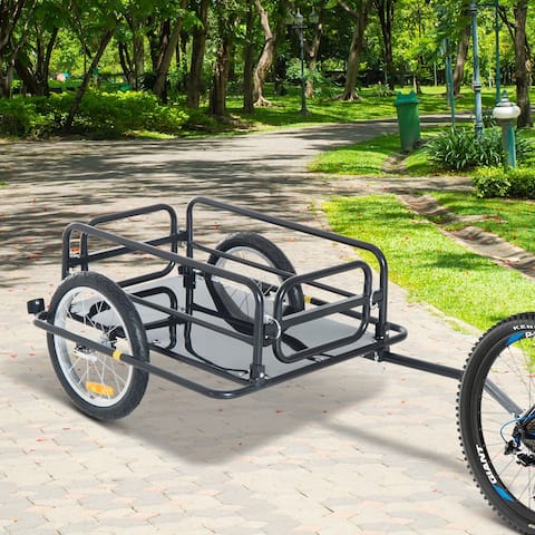 Aosom Bike Cargo Trailer for Hefty Loads with Foldable Compact Design, Bike Wagon Bike Trailer