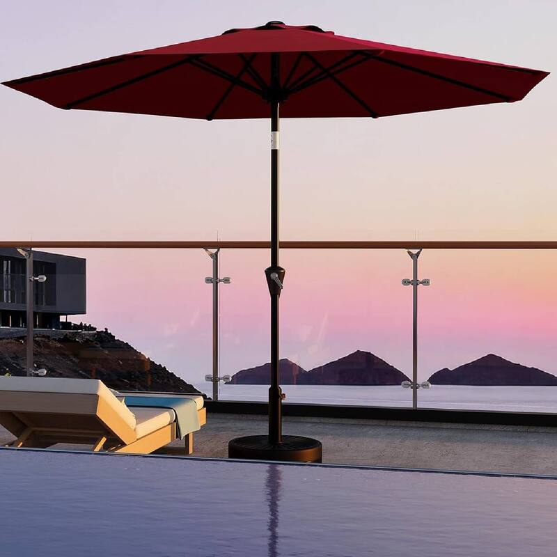 10FT Patio Umbrella with Smooth Crank Lift UV Protection Waterproof for Pool, Deck, Yard, Garden (No Base) - Red