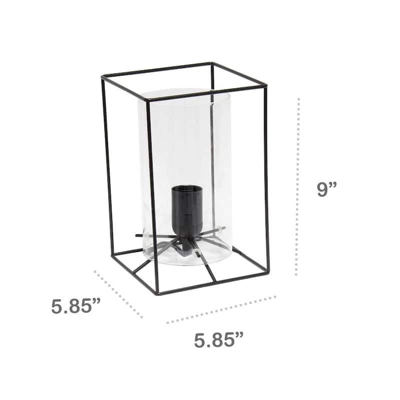 Lalia Home Framed Table Lamp with Clear Cylinder Glass Shade