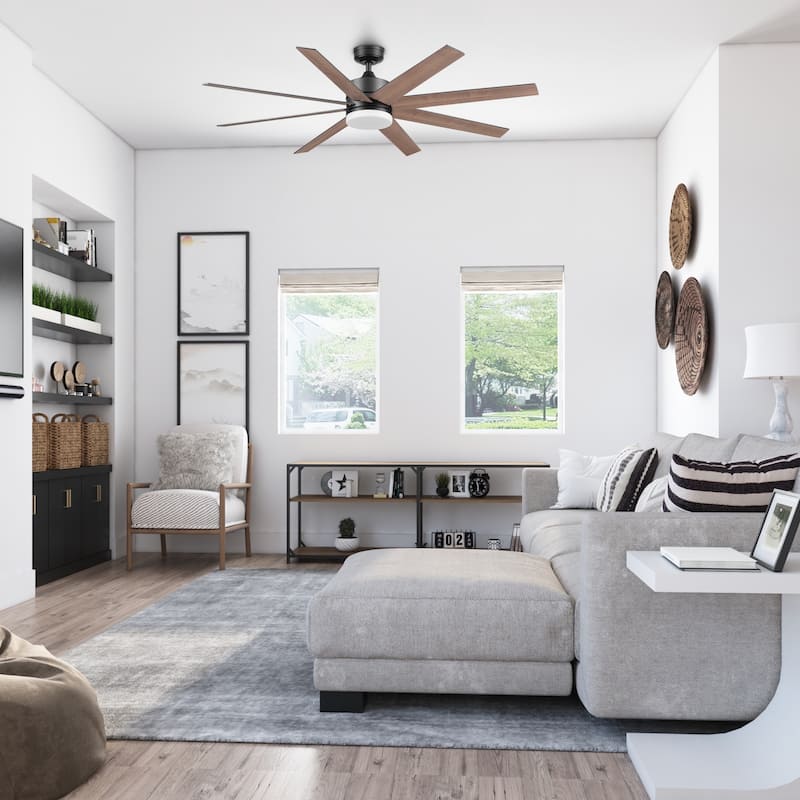 62" Honeywell Kildee Outdoor Ceiling Fan with Color Changing Light, Remote Control - 62 Inches