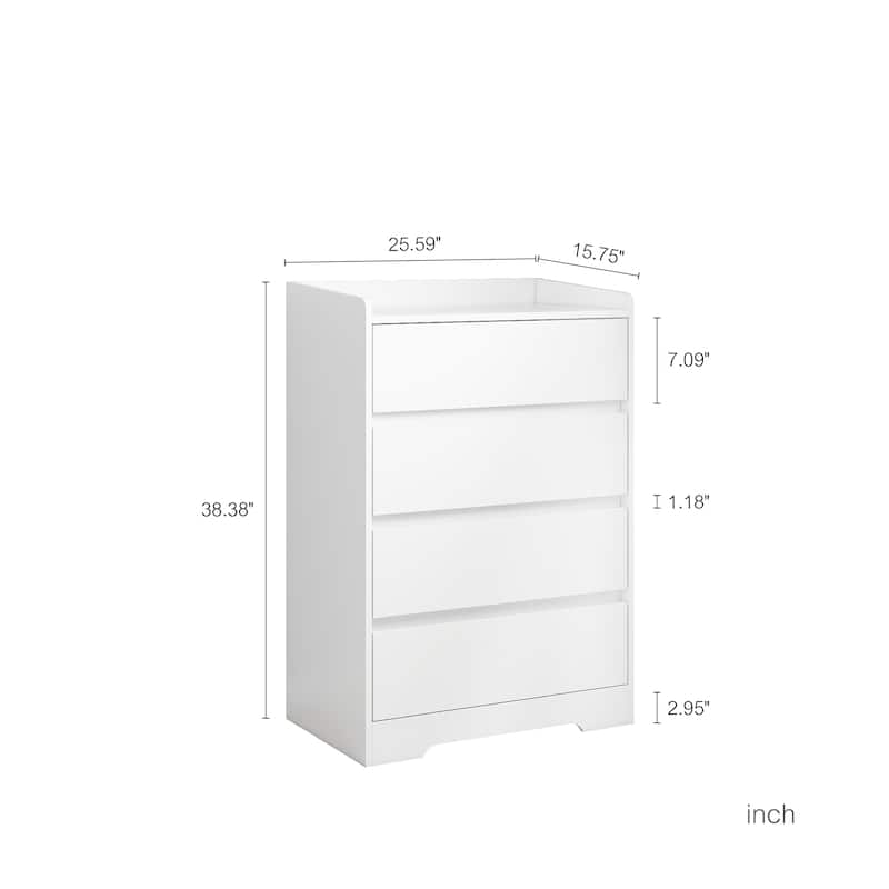 Roomfitters 4-Drawer Chest of Drawers Without Handle, Modern Minimalist Storage Cabinet, Bedroom Organizing Unit
