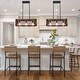 preview thumbnail 4 of 6, Anmytek 3-Light Rustic Rectangle Wood Chandelier - Island Light for Dining Room & Kitchen Island - 23.75''L×9.75''W×47''H