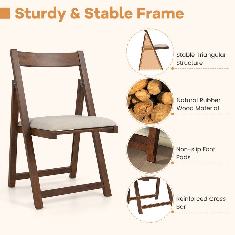 Gymax Upholstered Dining Chair Set of 4 w/ Curved Backrest Rubber Wood