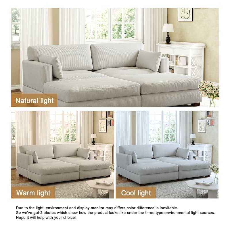Corduroy Modular Sectional Sofa Deep Seat Corner Sofas & Ottomans