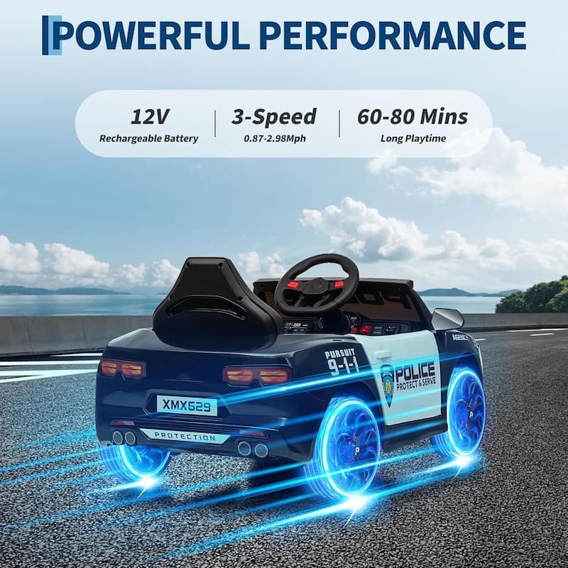 12V Electric Police Car Ride on Toys for Kids to Drive