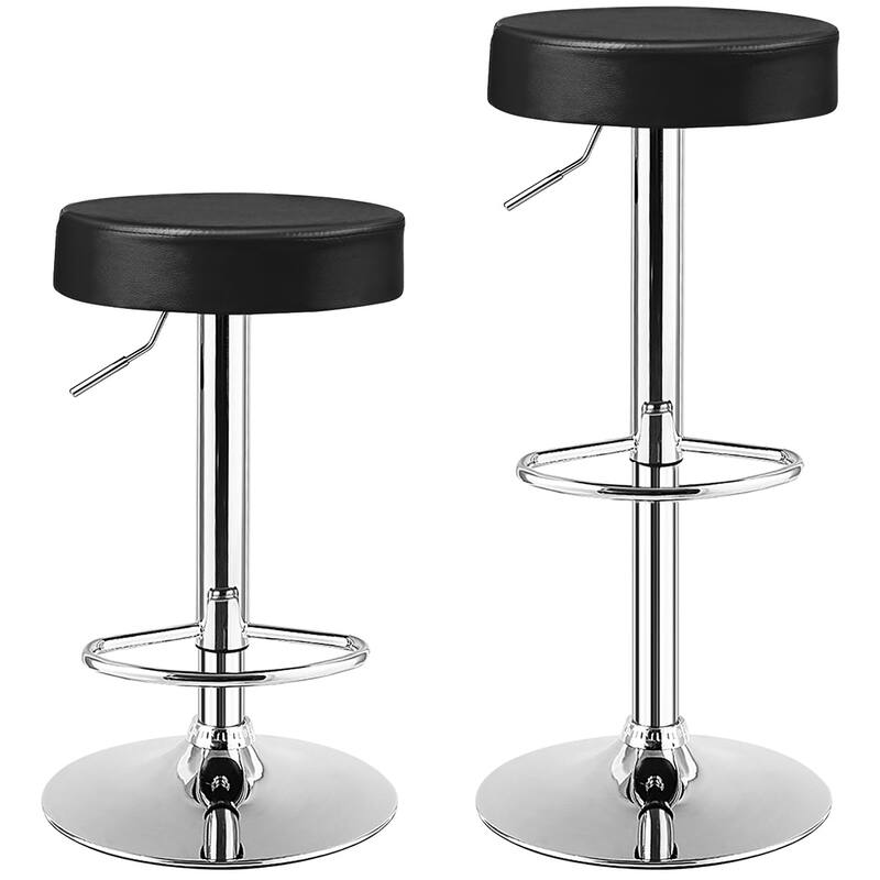 Costway Set of 2 Round Bar Stool Adjustable Swivel Pub Chair w/