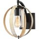 preview thumbnail 1 of 10, 1-Light Distressed Black and Wood Tone Globe Cage Outdoor Wall Lantern Sconce Light with Clear Glass Cylinder - 11.7"H 11.7"H