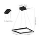 preview thumbnail 19 of 19, Nero Square Contemporary Modern Metal Integrated LED Chandelier, Black by JONATHAN Y
