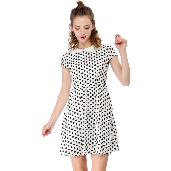 contrast polka dot flare dress