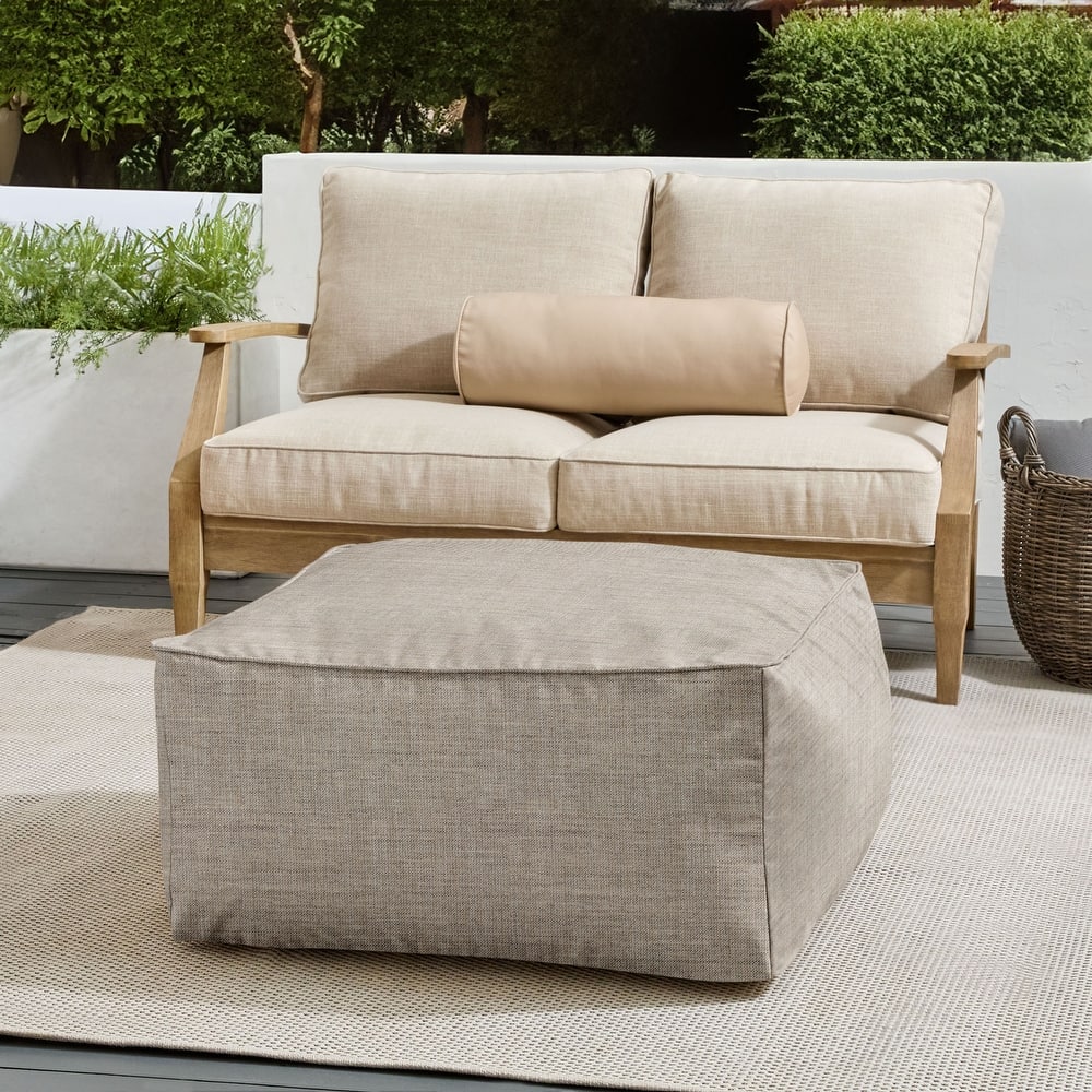 Sorra Home Sunbrella Outdoor Corded Solid Bean Pouf
