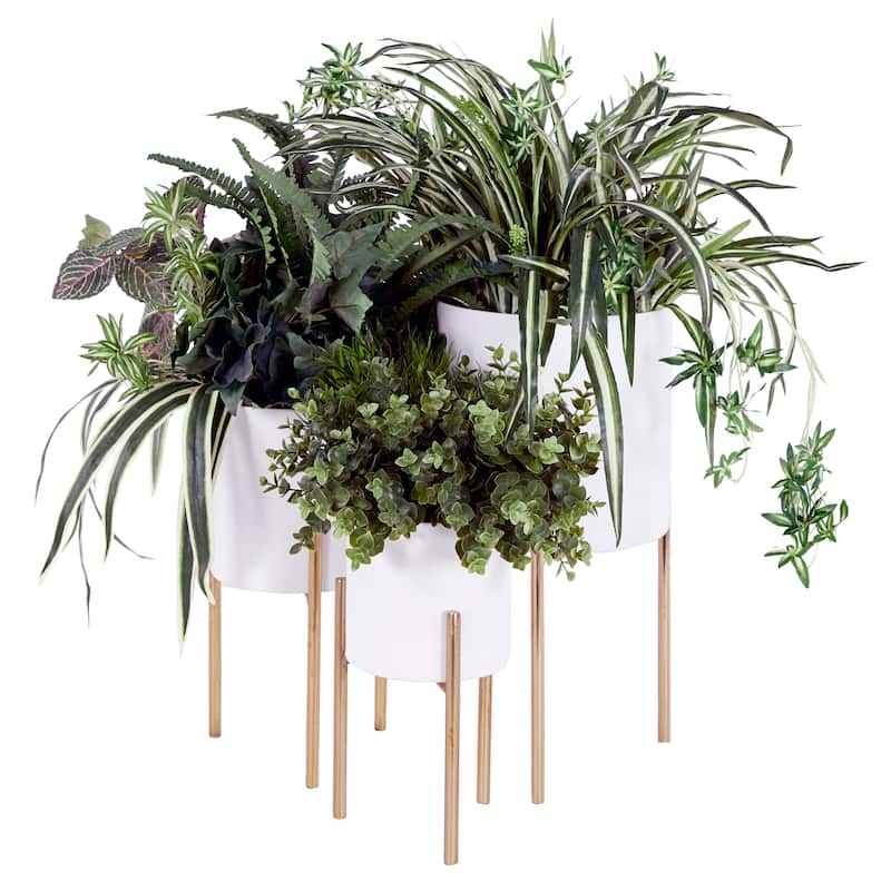 Gold Black White or Silver Iron Glam Contemporary Planter (Set of 3) - S/3 18", 14", 12"H