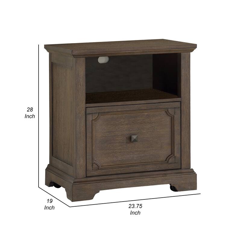 Luon File Cabinet, 1 Drawer, Dark Oak Brown Veneer, 24 Inch