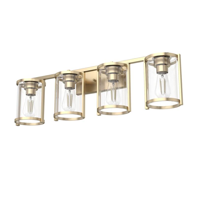 Hunter Astwood Bathroom Vanity Light, Clear Cylinder Glass, Damp Rated, Caged - Contemporary, Transitional, Art-Deco