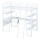preview thumbnail 1 of 9, White Metal Loft Bed Bed, 4 Layers Shelves Storage Bed, Twin Size L-Shaped Desk Platform Bed w/ Sockets, USB Ports,Ladder White - Twin
