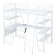 preview thumbnail 3 of 7, White Metal Loft Bed with 4 Layers of Shelves, L-Shaped Desk, Sockets, USB Ports, Wireless Charging