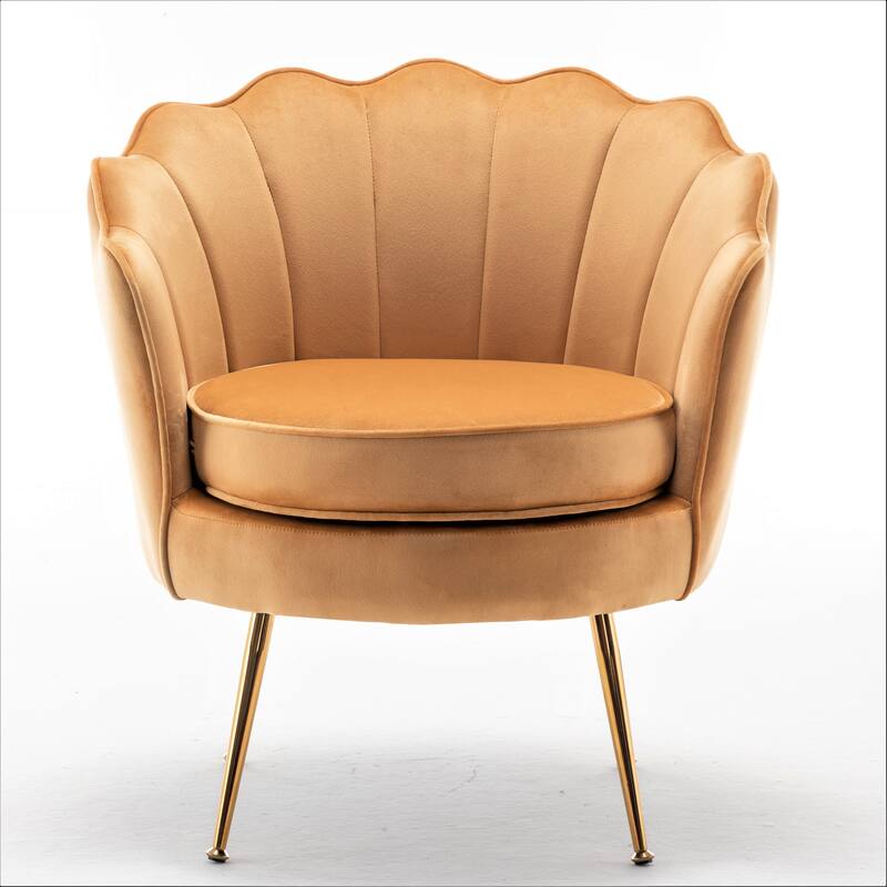 Cavett 28.3" Wide Velvet Barrel Chair with Gold Metal Legs