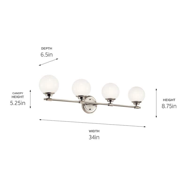 Benno 34 in. 4-Light Bathroom Vanity Light with Opal Glass