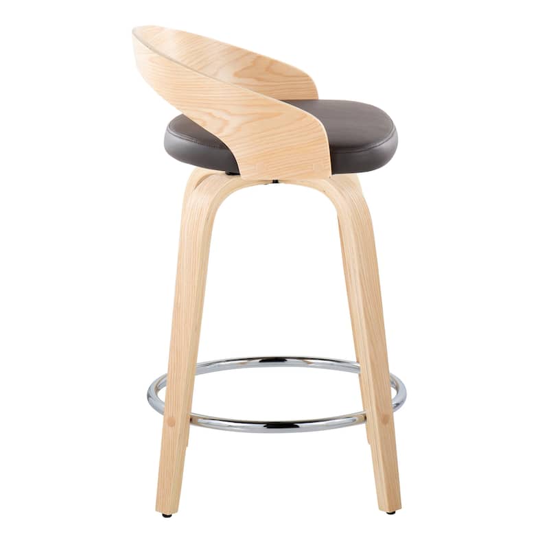 Carson Carrington Stavanger 24" Fixed-Height Counter Stool with Bent Wood Legs & Round Footrest (Set of 2)