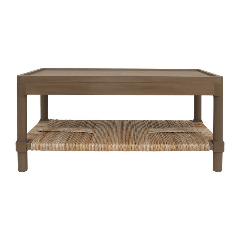 Asher Wood Tray Top Coffee Table with Rush Shelf by East at Main
