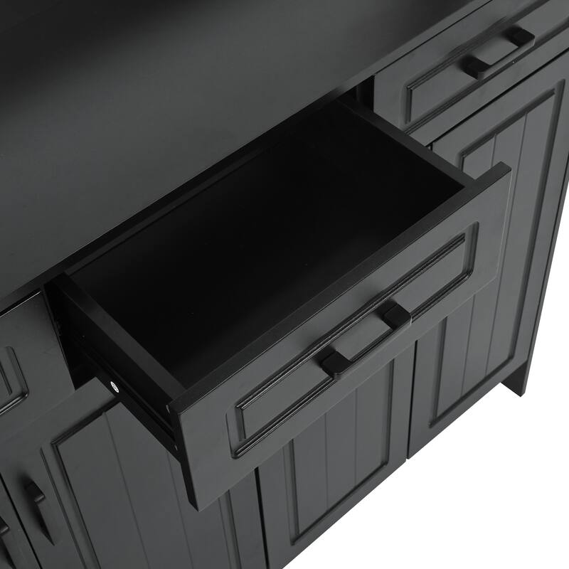 4 Door Shoe Cabinet with Coat Rack, Multi-Functional Shoe Rack with 3 Drawers, 8 Shelves, Entryway Wood Storage Console