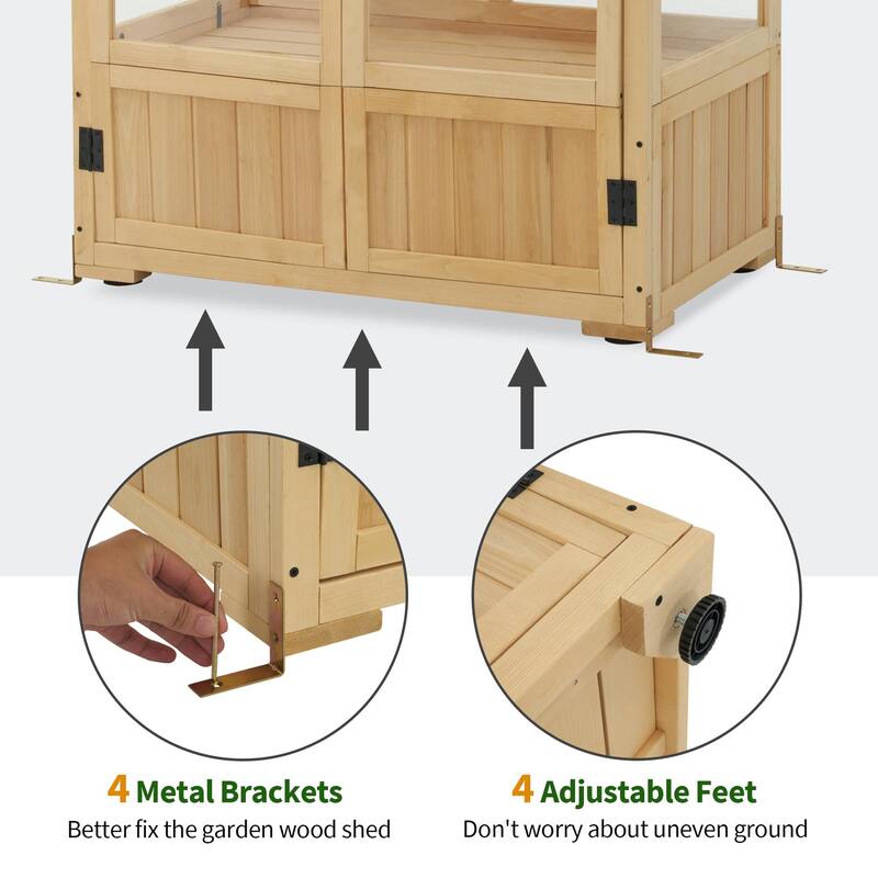 MCombo Cold Frame Greenhouse with Adjustable Shelves, Solid Wood 0847