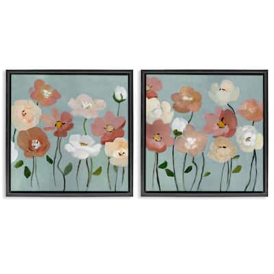 Stupell Budding Boho Blooms Framed Floater Canvas Wall Art Design By Charity Henderson (Set of 2)