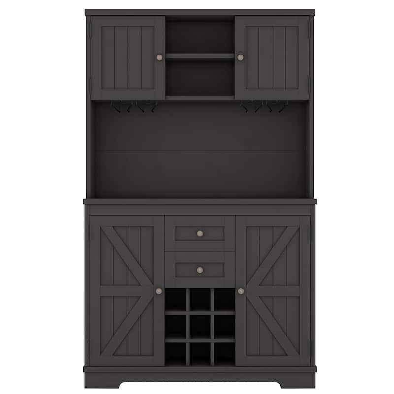 Farmhouse Coffee Bar Wine Cabinet with Storage