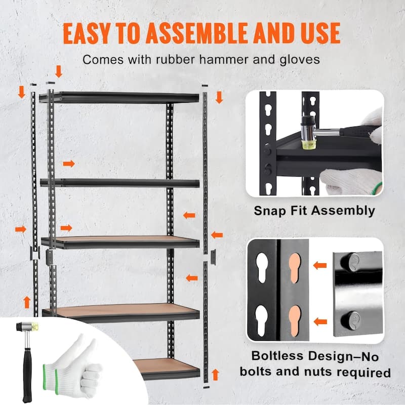 Heavy Duty Garage Shelves Metal Organizer Utility Rack Black