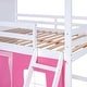 preview thumbnail 18 of 32, Playhouse Design Full over Full Wood Bunk Bed with Elegant and Elaborated Windows, Sills and Tent, Space-saving, Pink+White