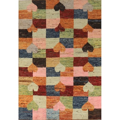 Checkered Moroccan Oriental Area Rug Handmade Bedroom Wool Carpet - 6'11" x 10'0"