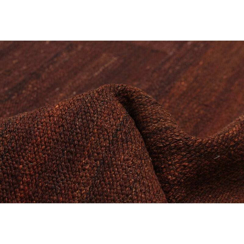 ECARPETGALLERY Flat-Weave Natural Dark Brown Wool Tapestry Kilim - 2'8 x 10'11